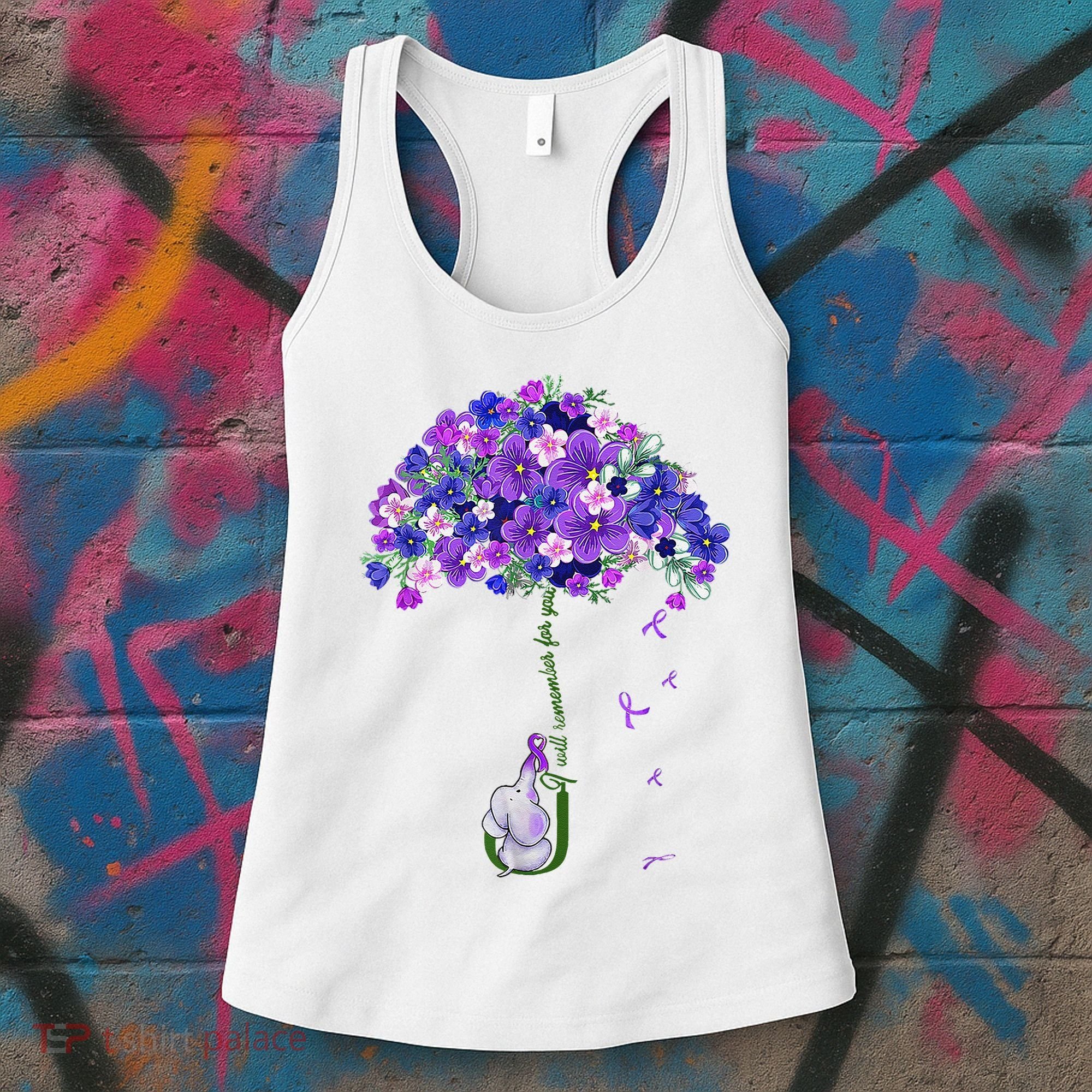 ILl Remember For You Purple Elephant AlzheimerS Awareness Women's Tank Top