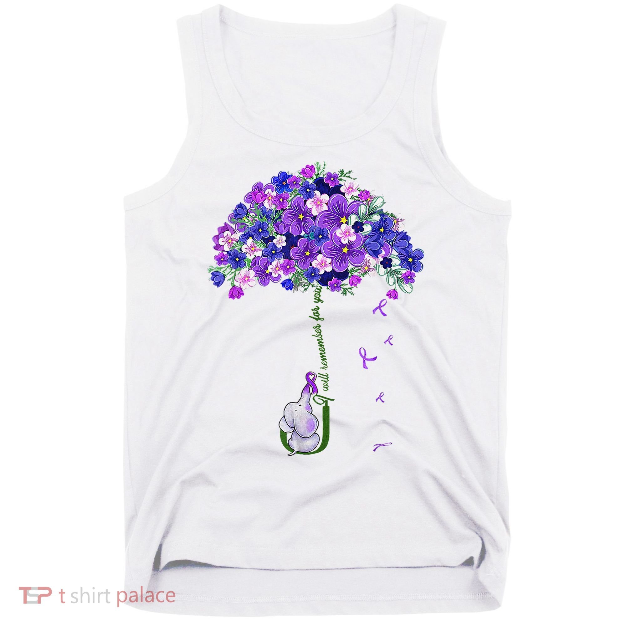 ILl Remember For You Purple Elephant AlzheimerS Awareness Tank Top