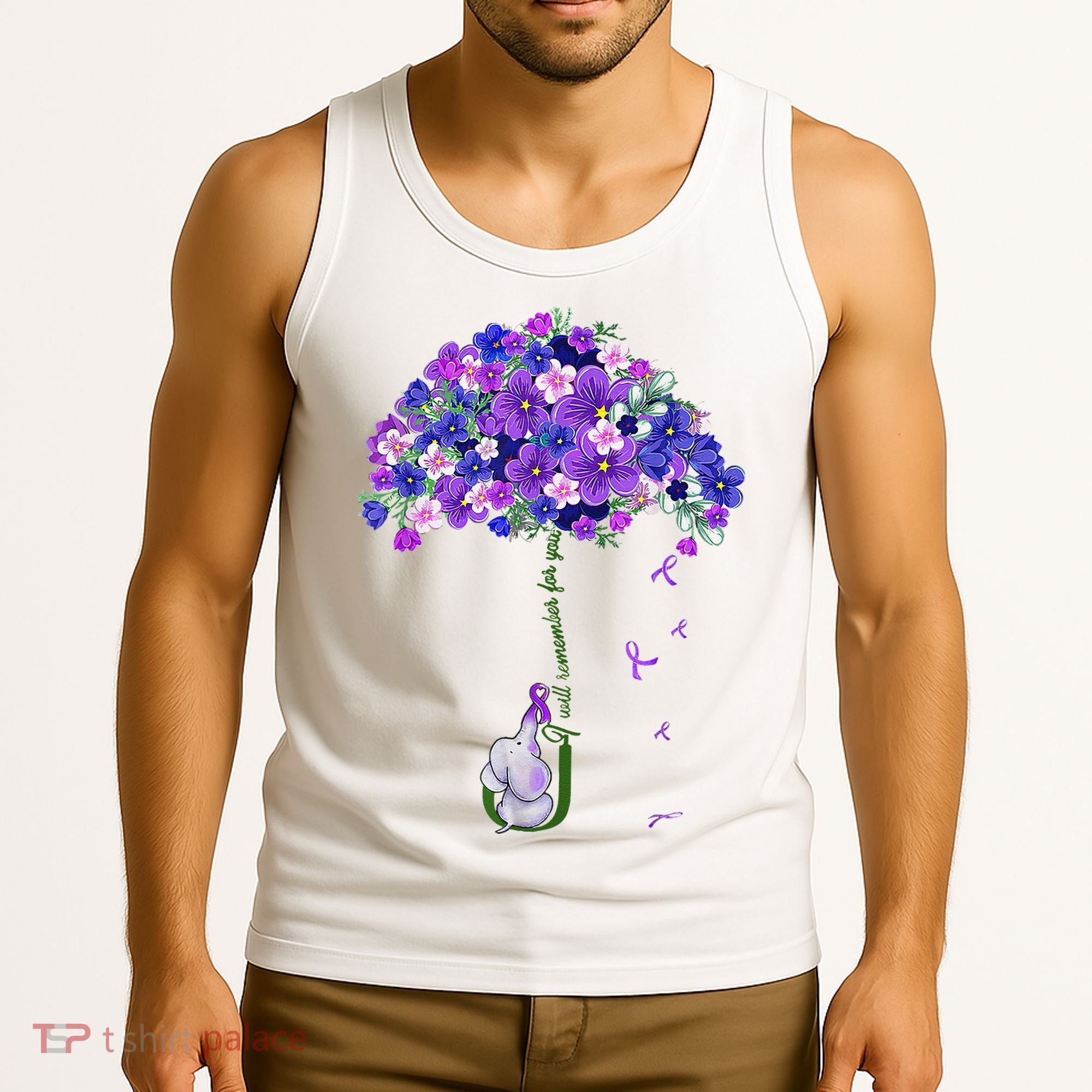 ILl Remember For You Purple Elephant AlzheimerS Awareness Tank Top