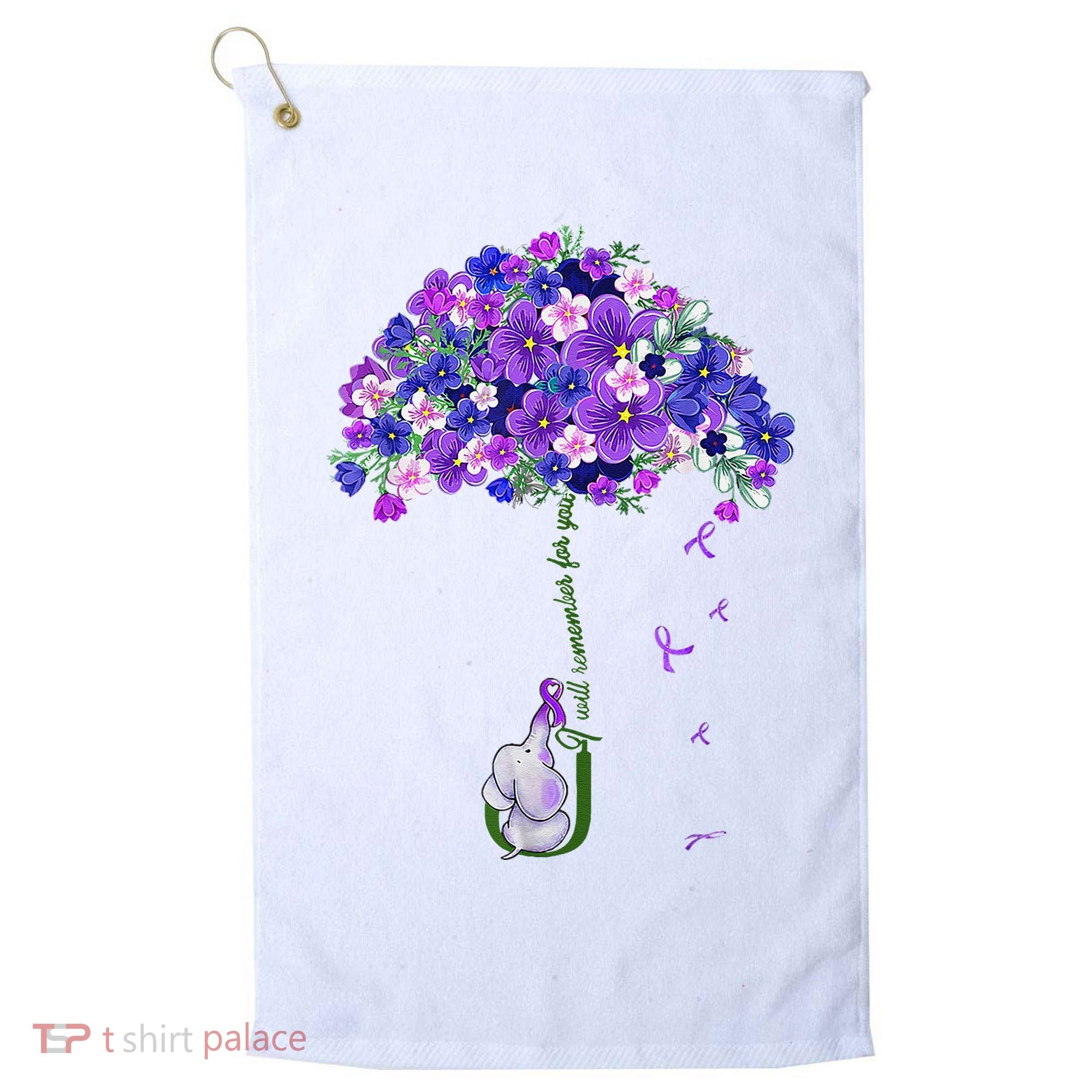 ILl Remember For You Purple Elephant AlzheimerS Awareness Golf Towel