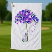 ILl Remember For You Purple Elephant AlzheimerS Awareness Golf Towel thumb 1