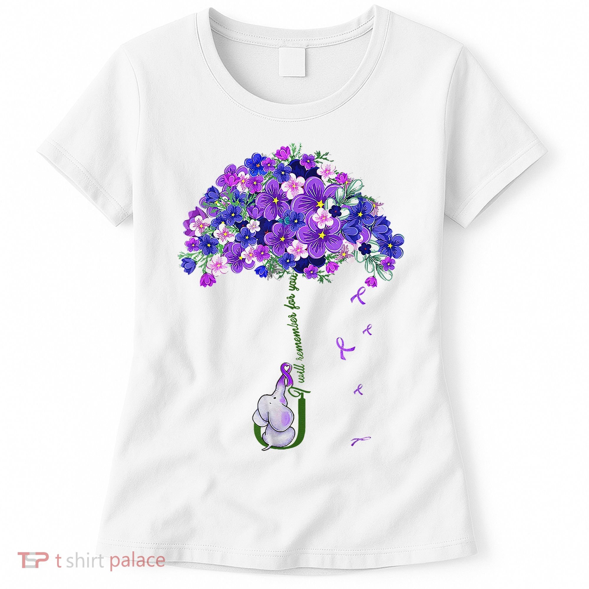 ILl Remember For You Purple Elephant AlzheimerS Awareness Women's T-Shirt