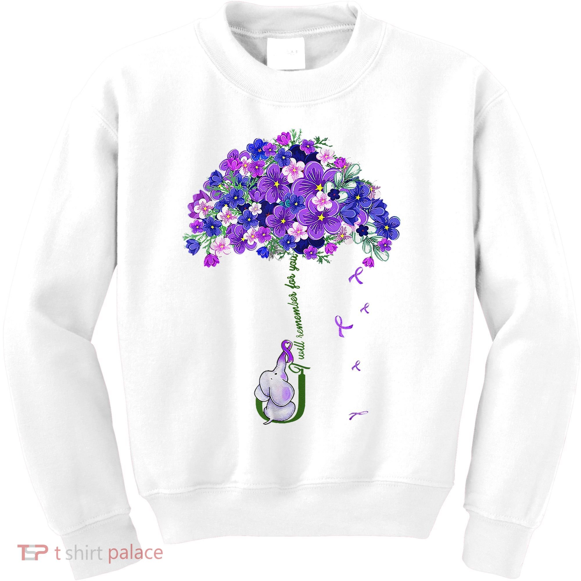 ILl Remember For You Purple Elephant AlzheimerS Awareness Kids Sweatshirt