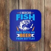 I Rescue Fish From Water And Beer From Bottles Fisherman Coaster thumb 0