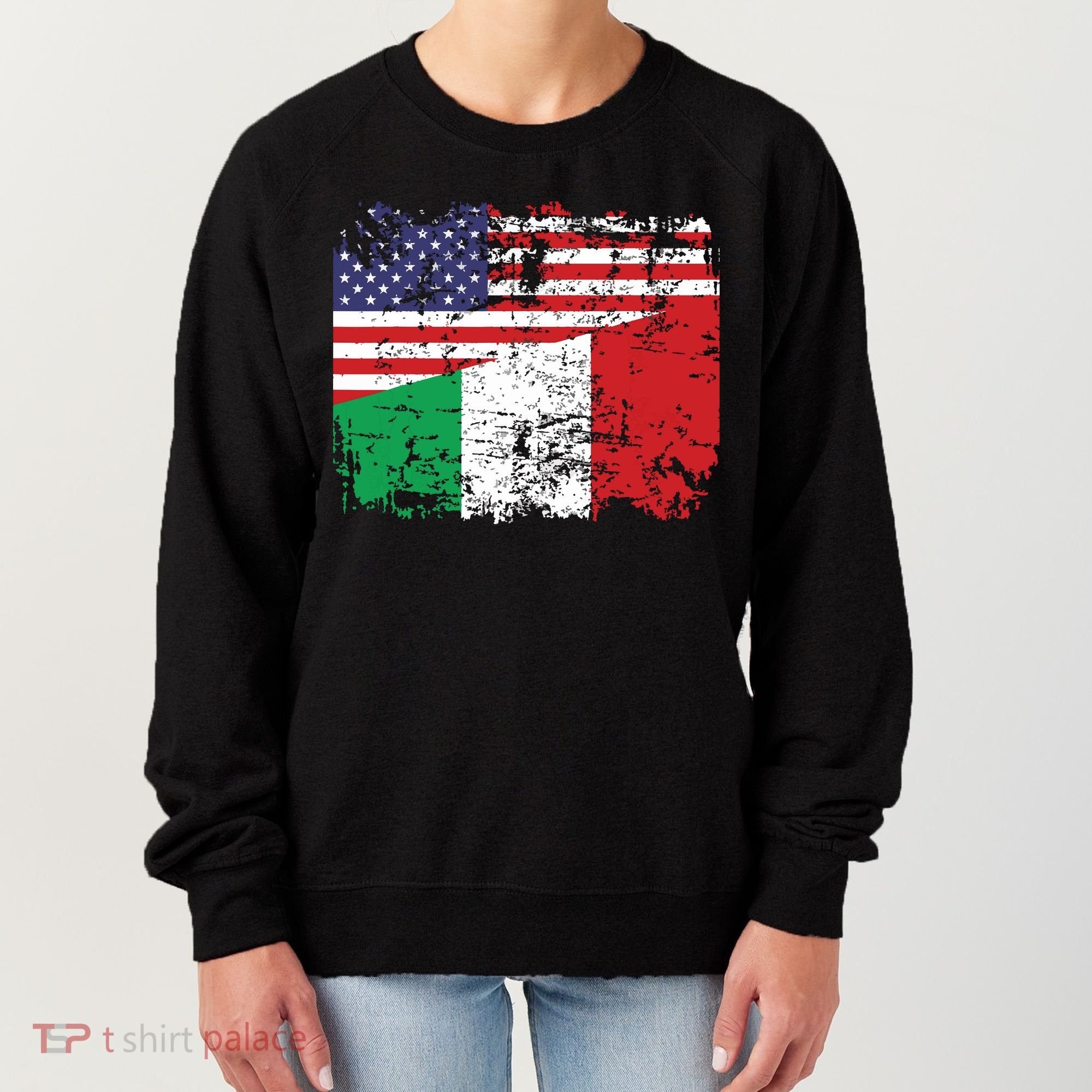 ITALIAN ROOTS Half American Flag USA ITALY FLAG Women's Sweatshirt