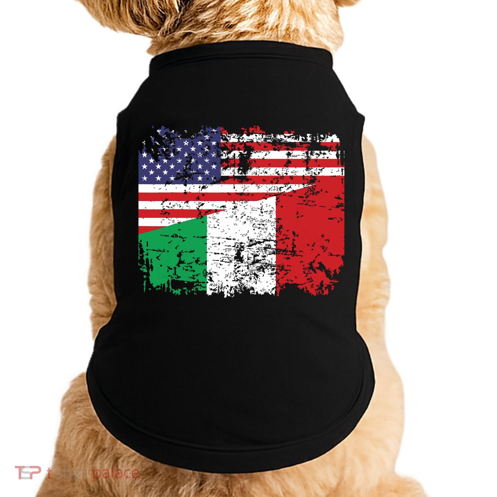 ITALIAN ROOTS Half American Flag USA ITALY FLAG Doggie Tank