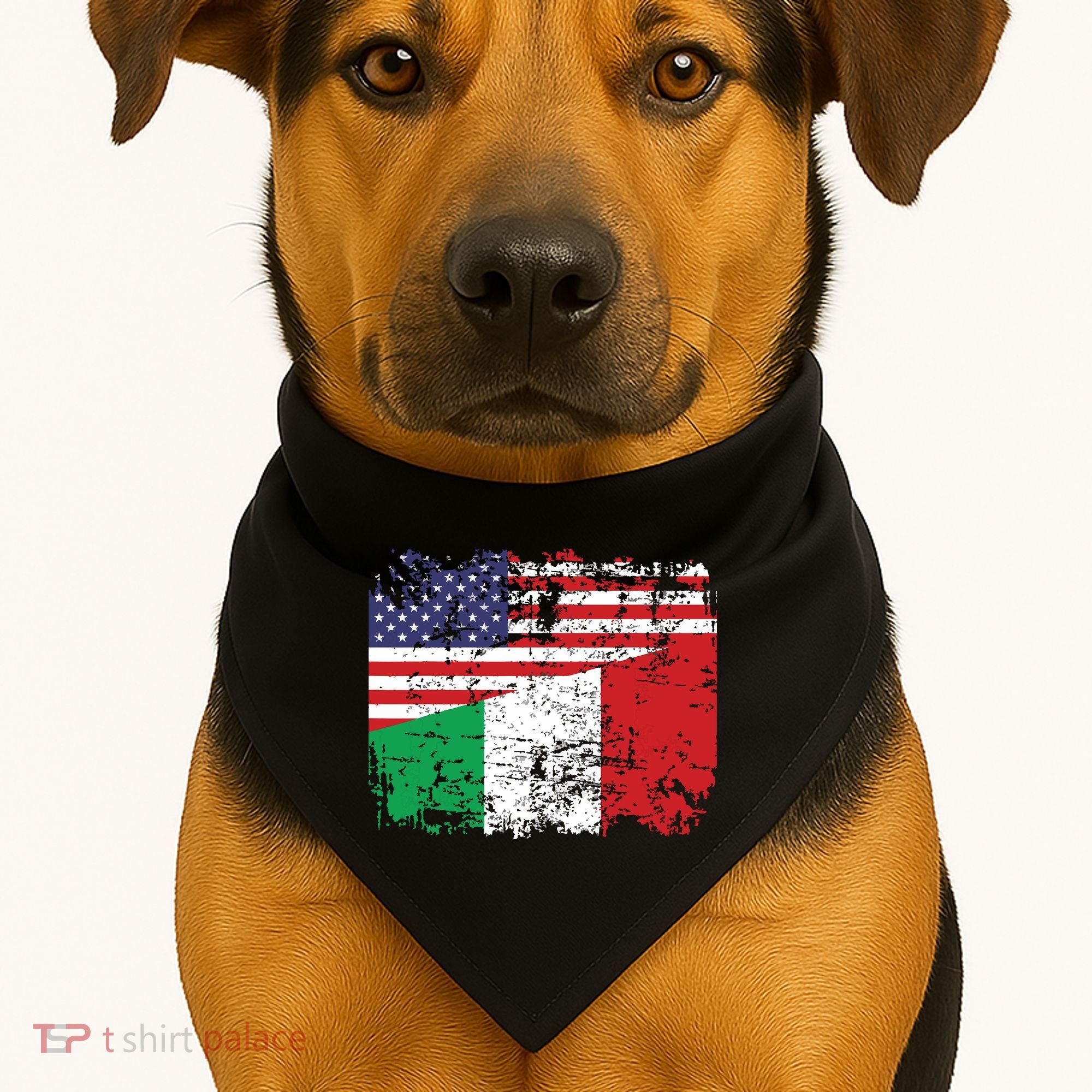 ITALIAN ROOTS Half American Flag USA ITALY FLAG USA-Made Doggie Bandana