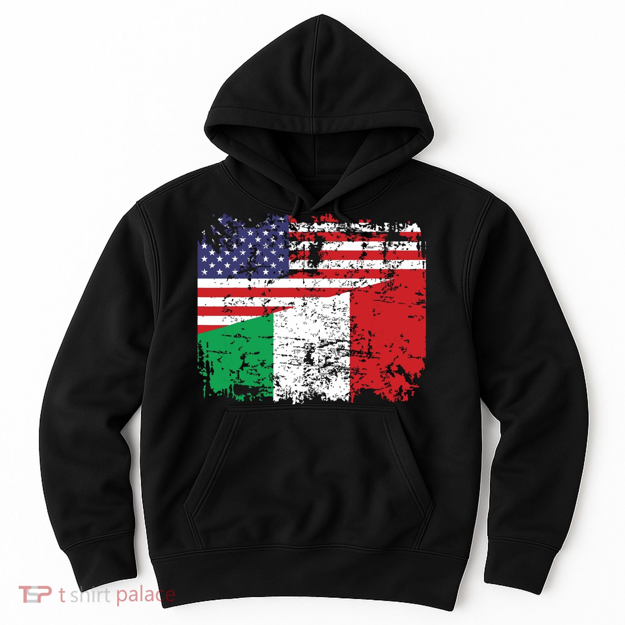 ITALIAN ROOTS Half American Flag USA ITALY FLAG Hoodie