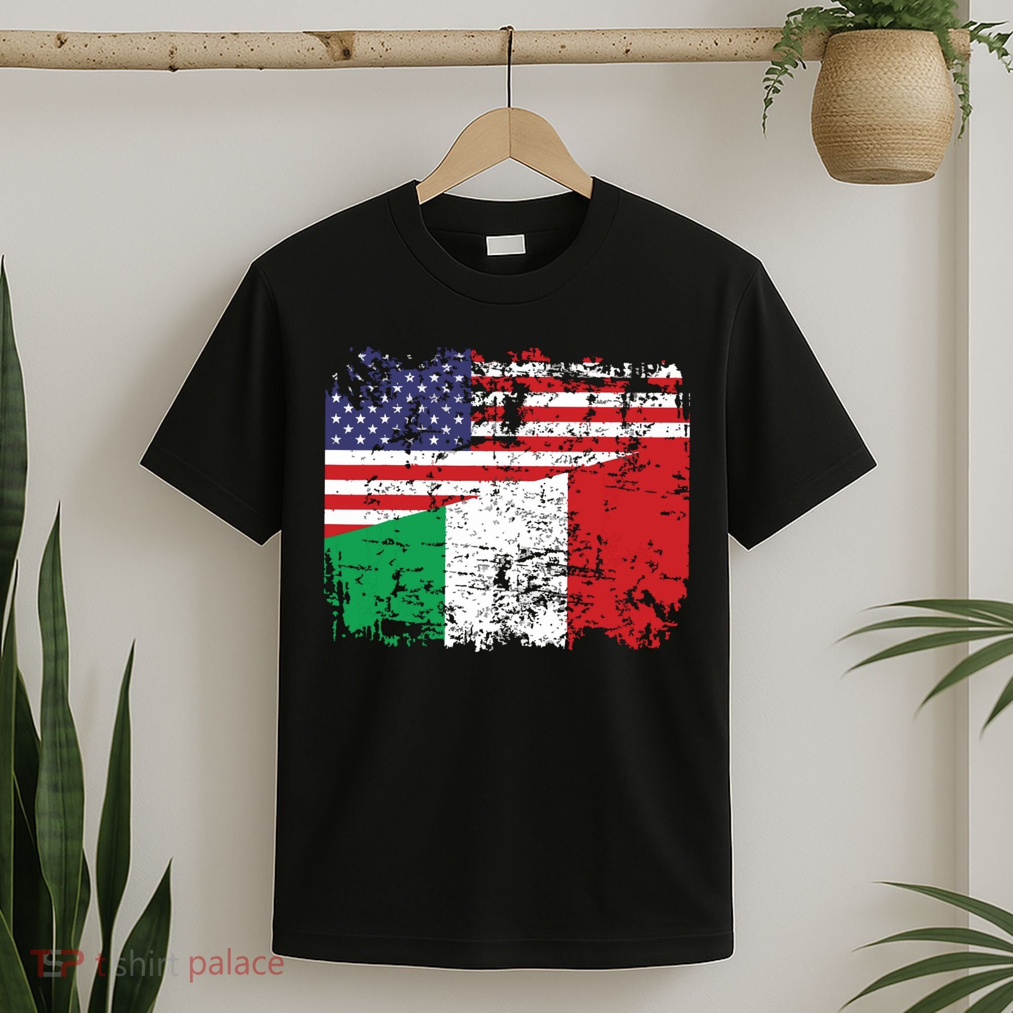 ITALIAN ROOTS Half American Flag USA ITALY FLAG T-Shirt