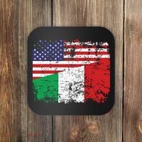 ITALIAN ROOTS Half American Flag USA ITALY FLAG Coaster thumb 0