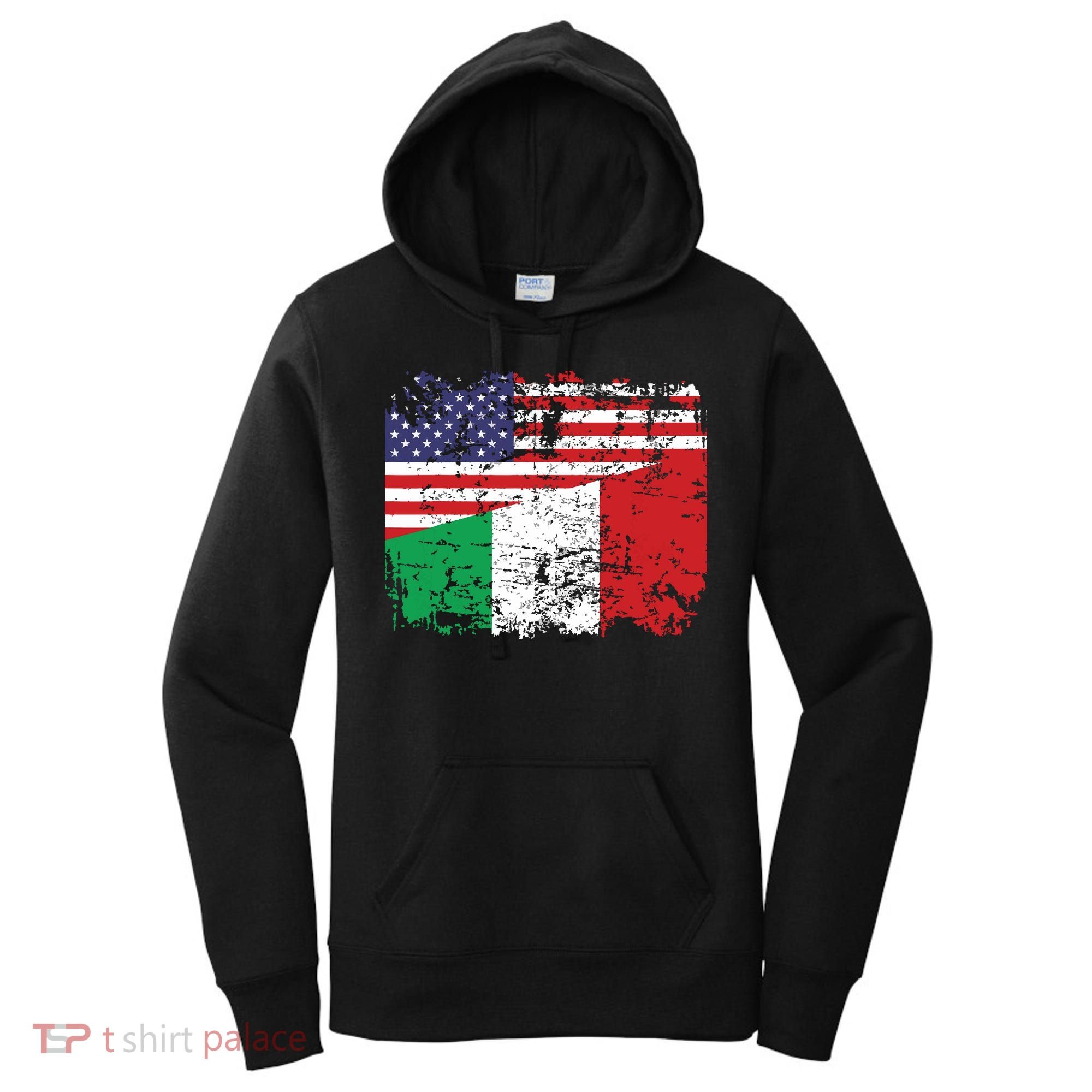 ITALIAN ROOTS Half American Flag USA ITALY FLAG Women's Hoodie