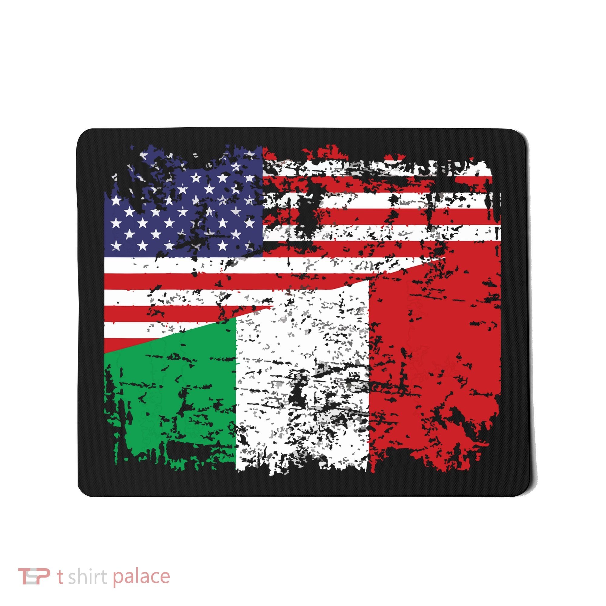 ITALIAN ROOTS Half American Flag USA ITALY FLAG Mousepad
