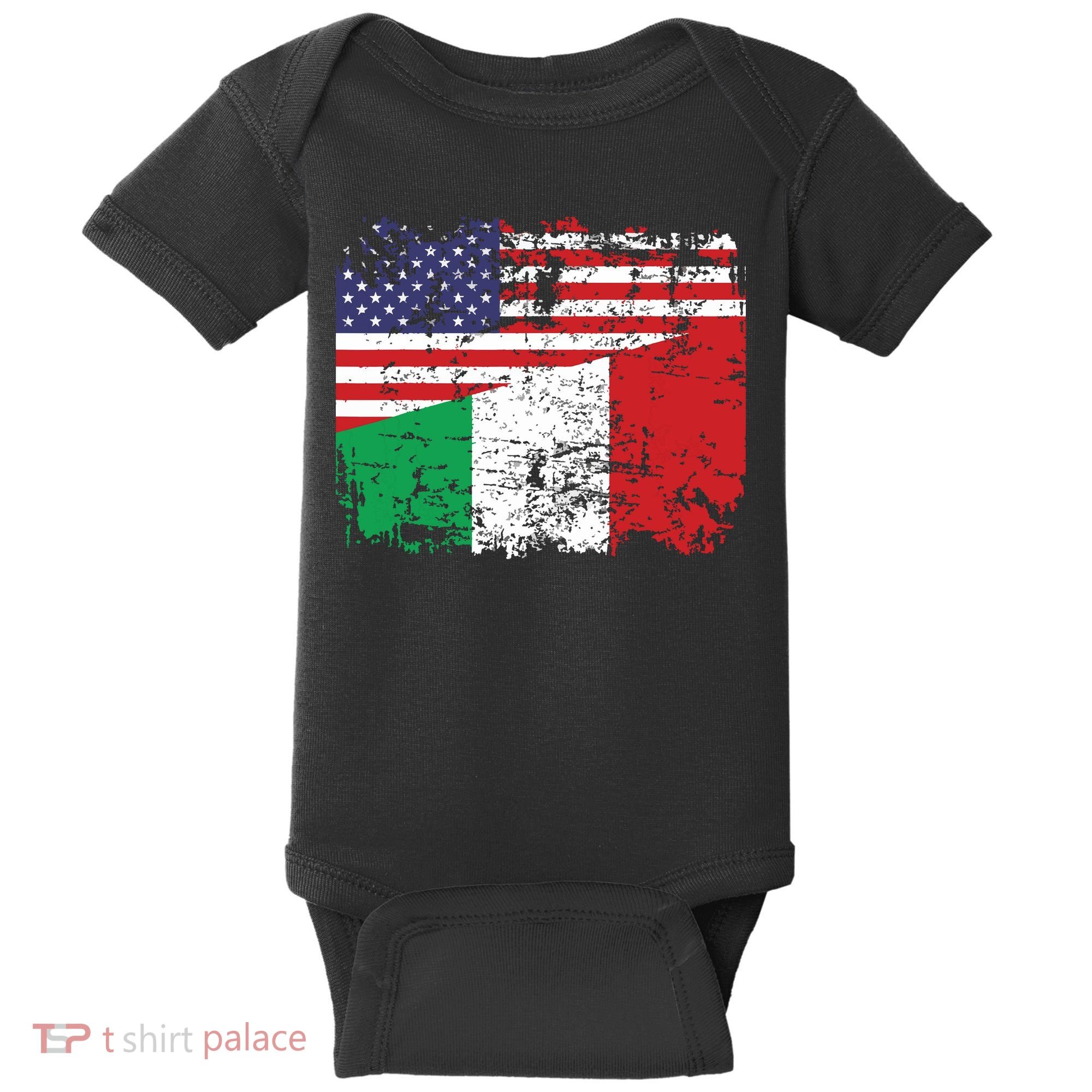 ITALIAN ROOTS Half American Flag USA ITALY FLAG Baby Bodysuit