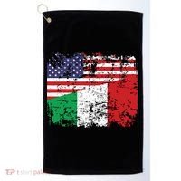 ITALIAN ROOTS Half American Flag USA ITALY FLAG Golf Towel thumb 0
