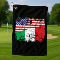 ITALIAN ROOTS Half American Flag USA ITALY FLAG Golf Towel thumb 1