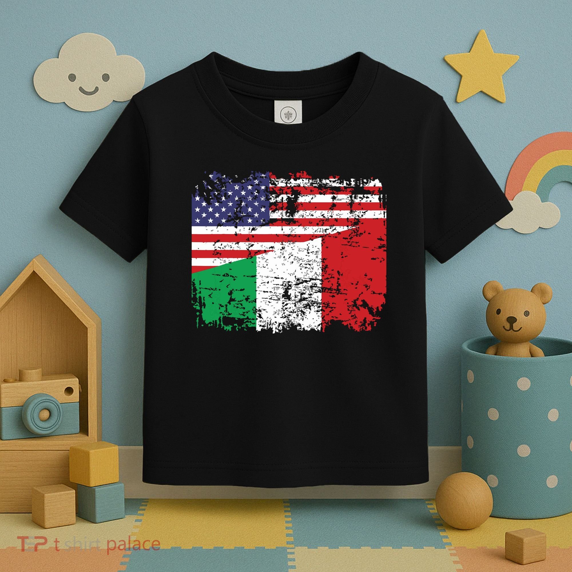 ITALIAN ROOTS Half American Flag USA ITALY FLAG Toddler T-Shirt
