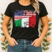 ITALIAN ROOTS Half American Flag USA ITALY FLAG Women's T-Shirt thumb 2