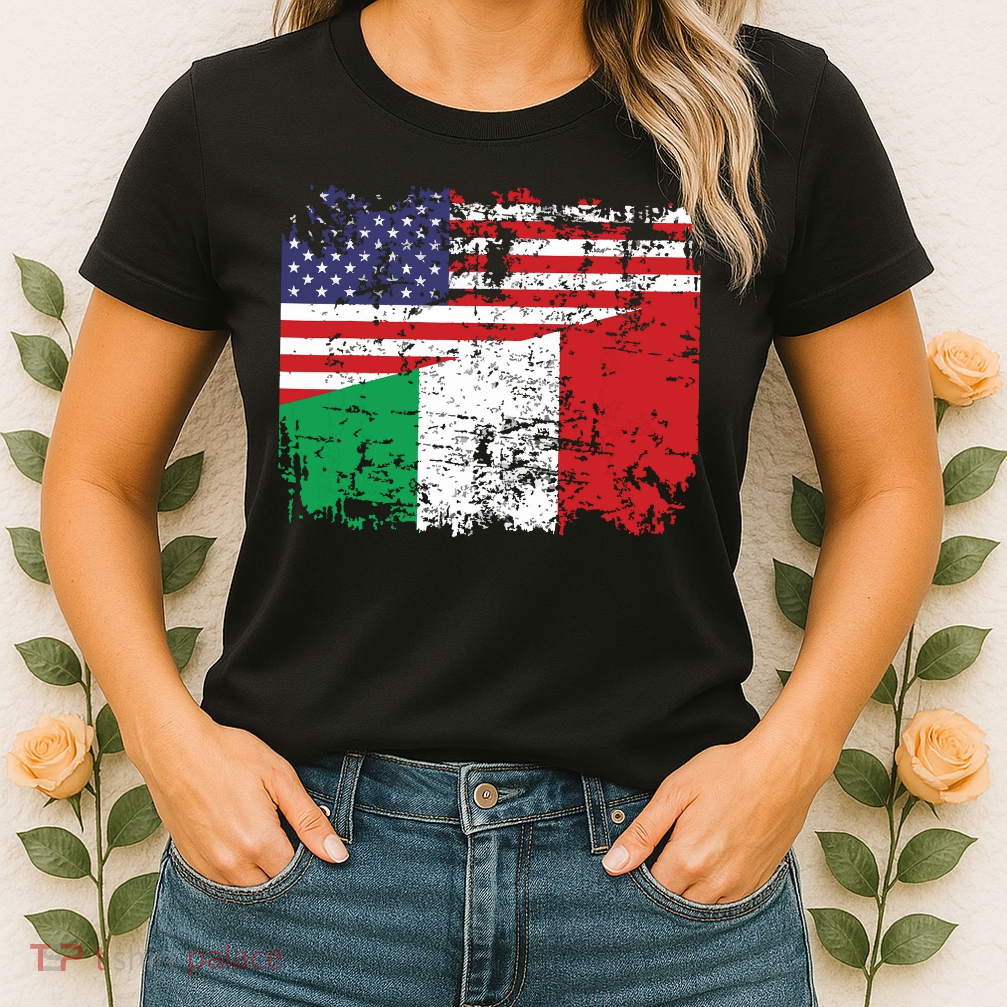 ITALIAN ROOTS Half American Flag USA ITALY FLAG Women's T-Shirt