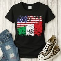 ITALIAN ROOTS Half American Flag USA ITALY FLAG Women's T-Shirt thumb 3