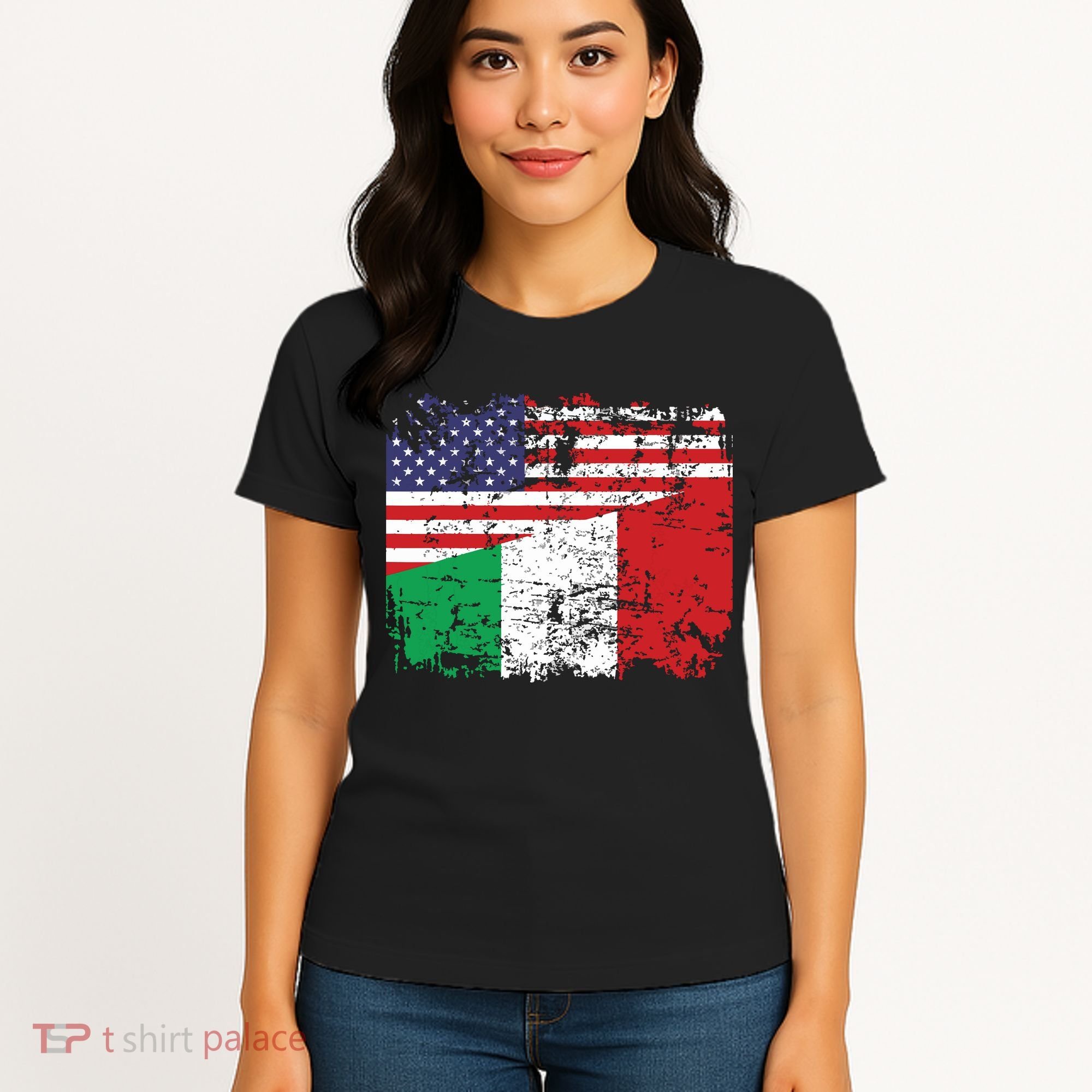 ITALIAN ROOTS Half American Flag USA ITALY FLAG Women's T-Shirt