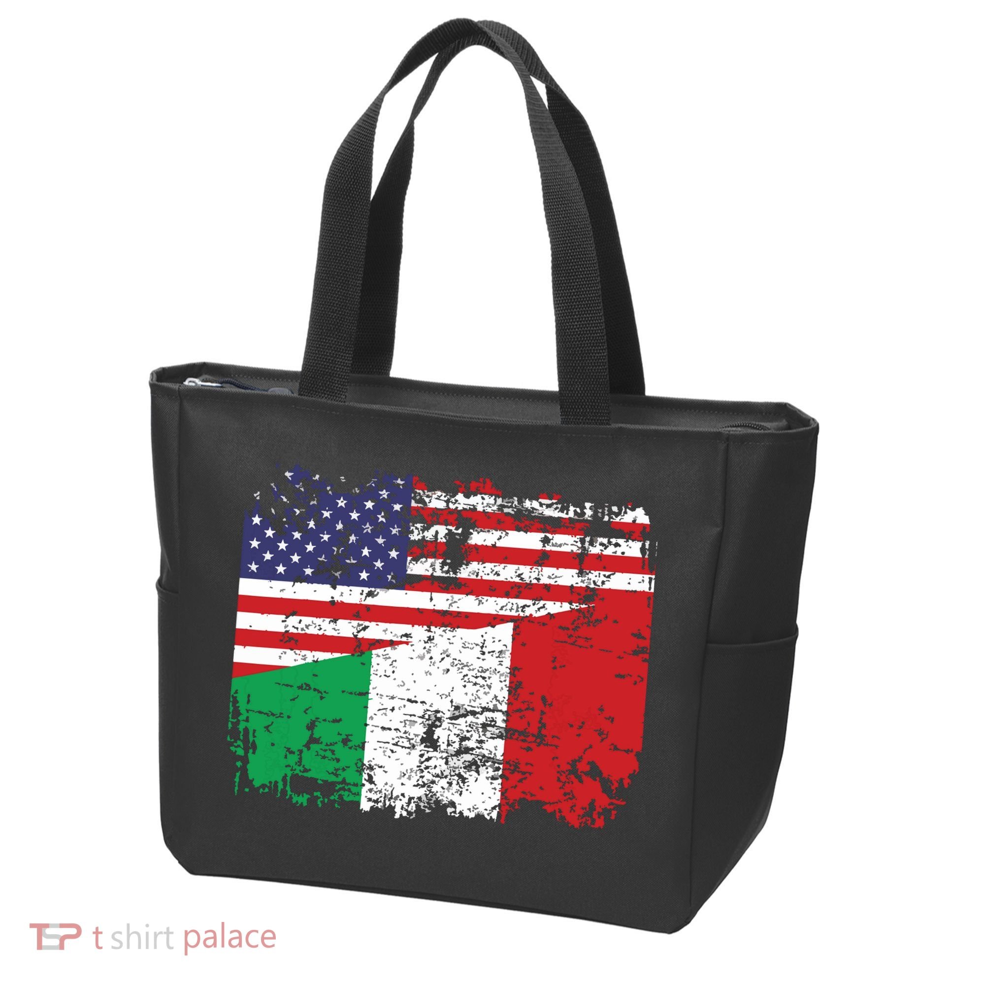 ITALIAN ROOTS Half American Flag USA ITALY FLAG Tote Bag