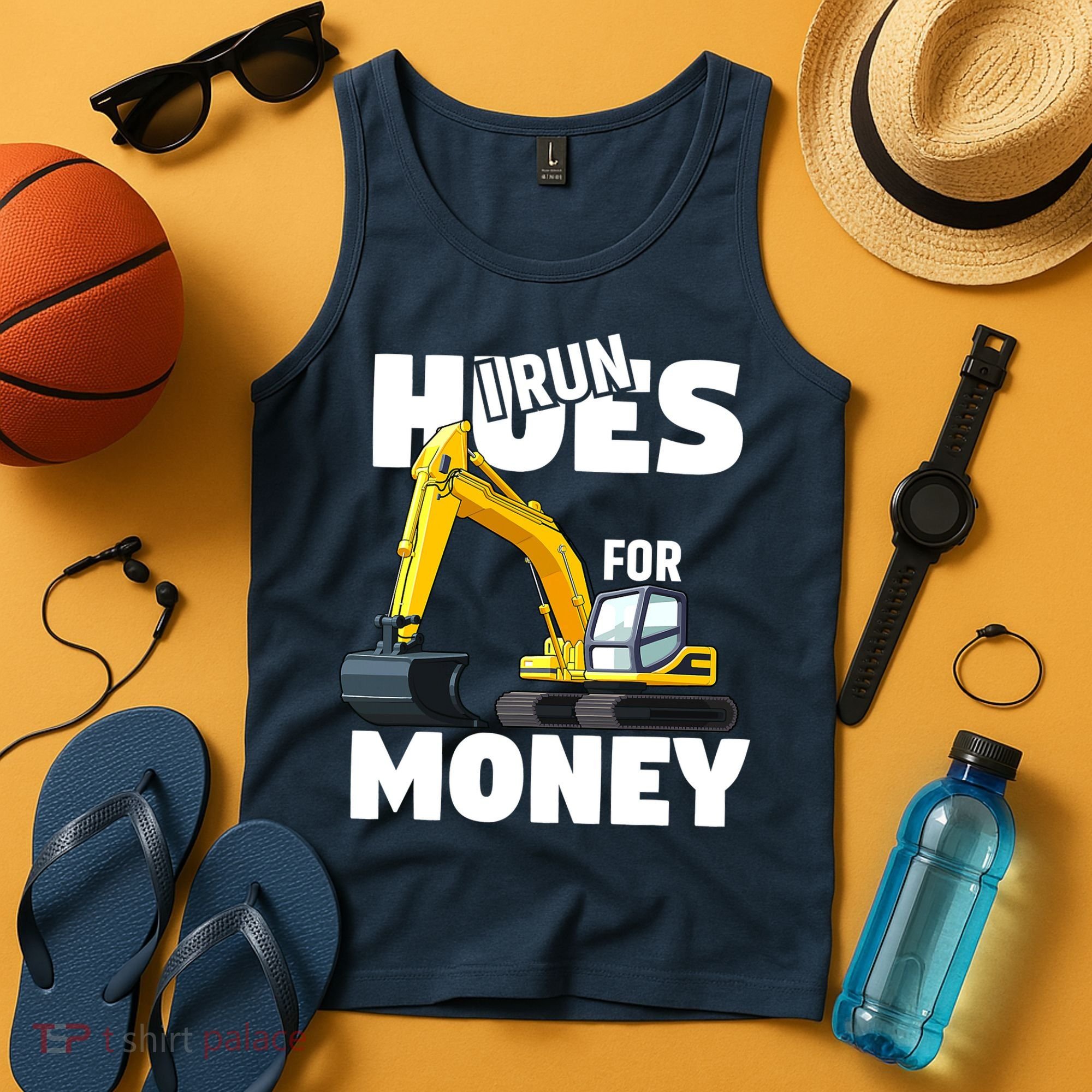 I Run Hoes For Money Funny Construction Worker Humor Tank Top