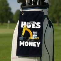I Run Hoes For Money Funny Construction Worker Humor Golf Towel thumb 2