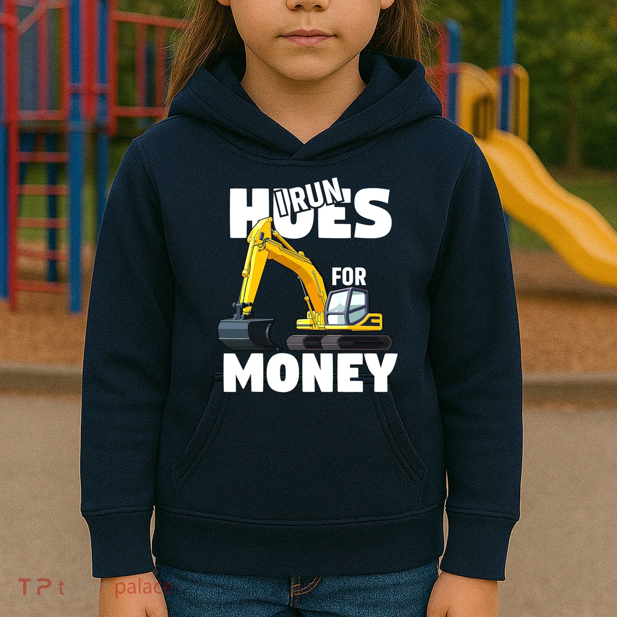 I Run Hoes For Money Funny Construction Worker Humor Kids Hoodie