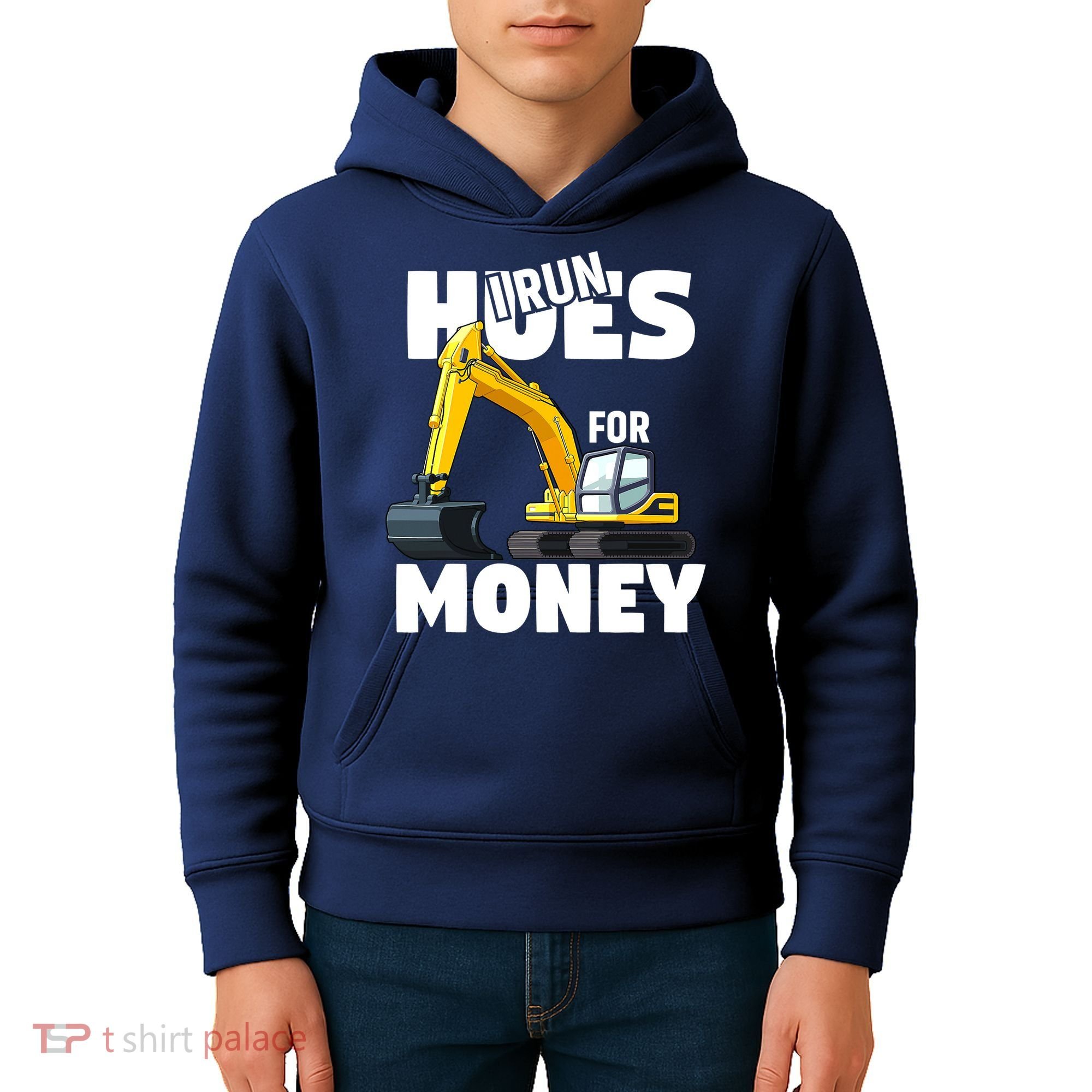 I Run Hoes For Money Funny Construction Worker Humor Kids Hoodie