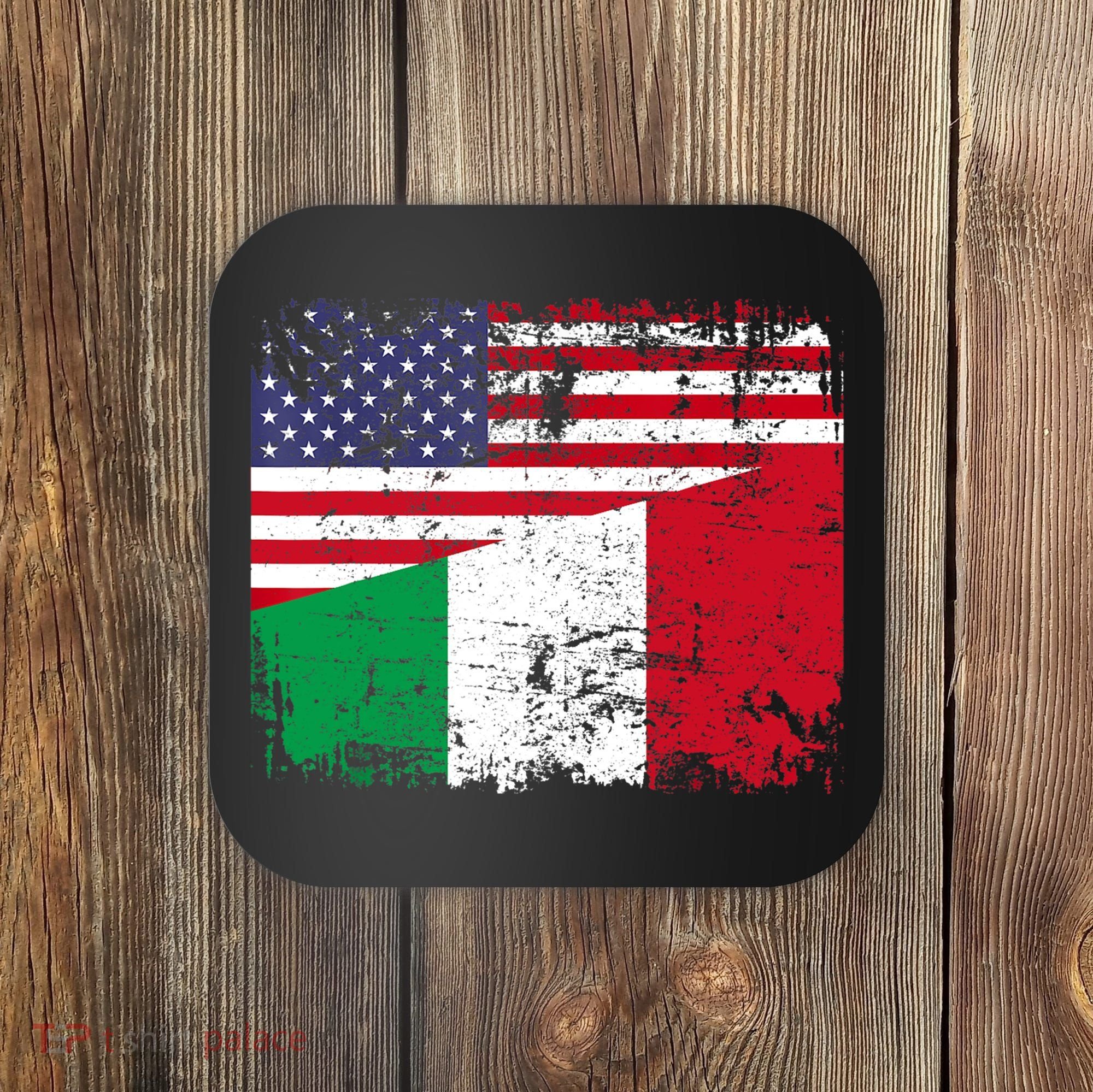 ITALIAN ROOTS | Half American Flag | USA ITALY FLAG TShirt Coaster