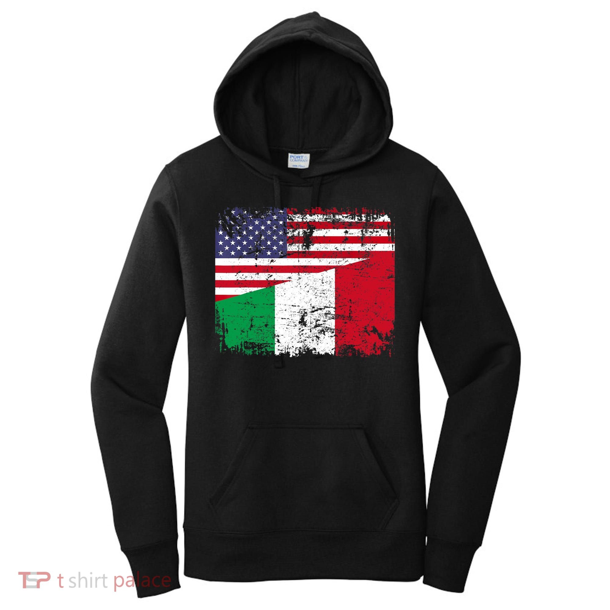 ITALIAN ROOTS | Half American Flag | USA ITALY FLAG TShirt Women's Hoodie