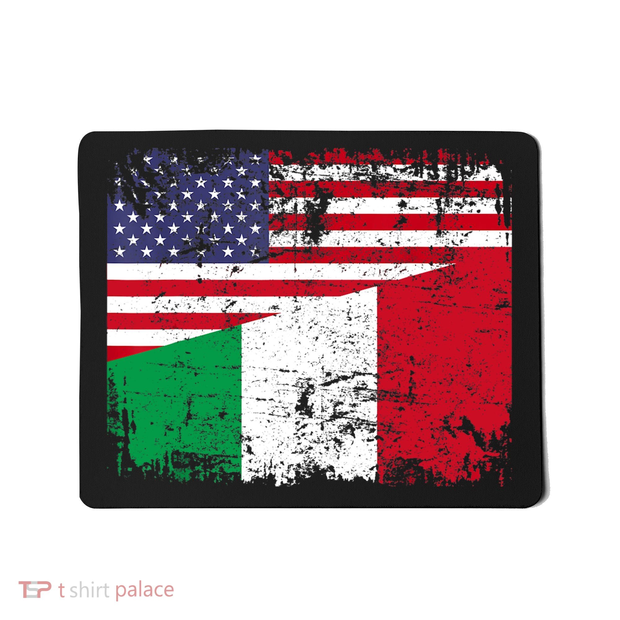 ITALIAN ROOTS | Half American Flag | USA ITALY FLAG TShirt Mousepad