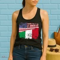 ITALIAN ROOTS | Half American Flag | USA ITALY FLAG TShirt Women's Tank Top thumb 2