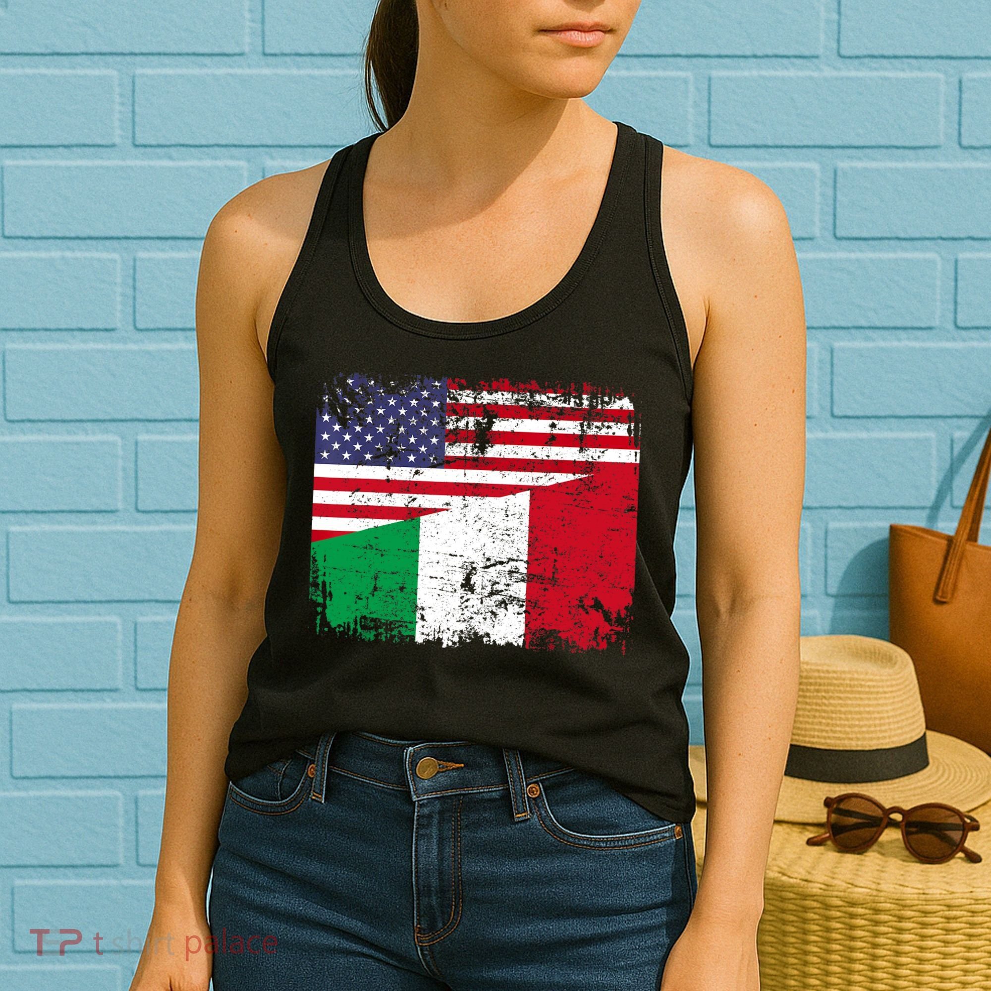ITALIAN ROOTS | Half American Flag | USA ITALY FLAG TShirt Women's Tank Top
