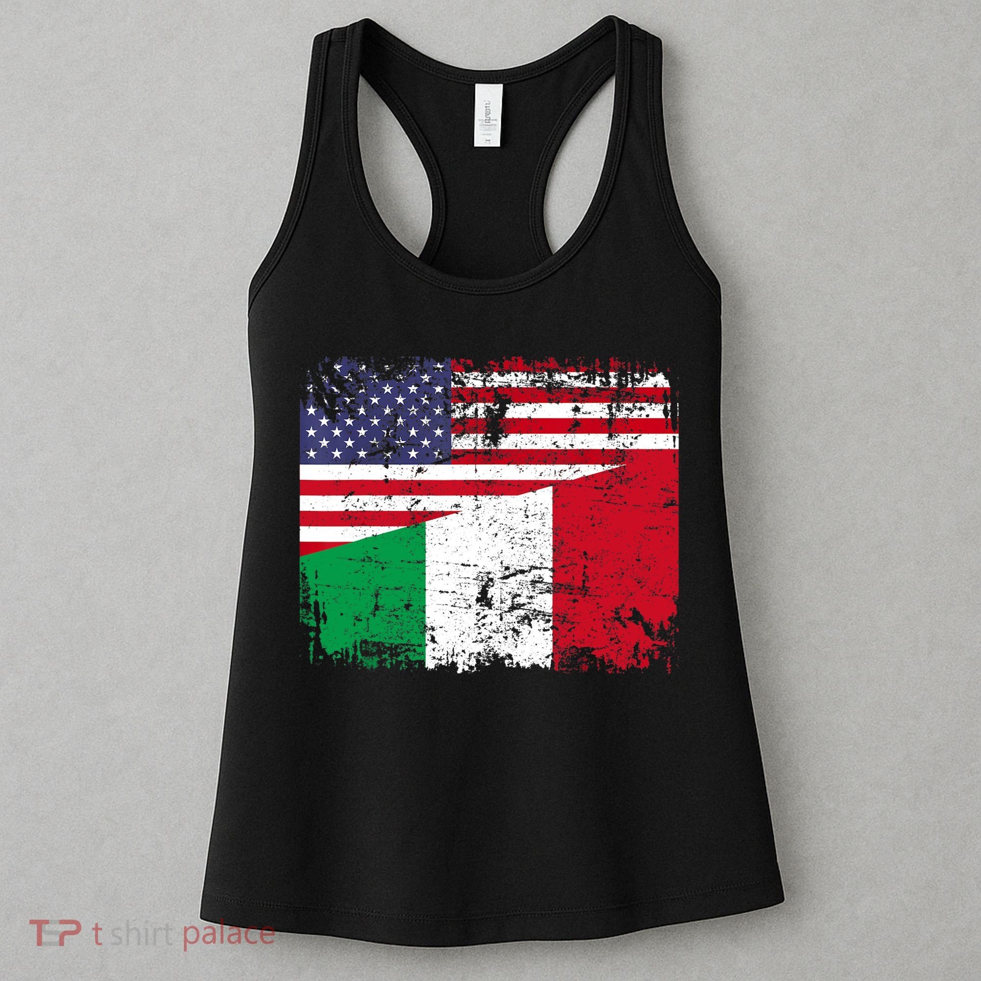 ITALIAN ROOTS | Half American Flag | USA ITALY FLAG TShirt Women's Tank Top