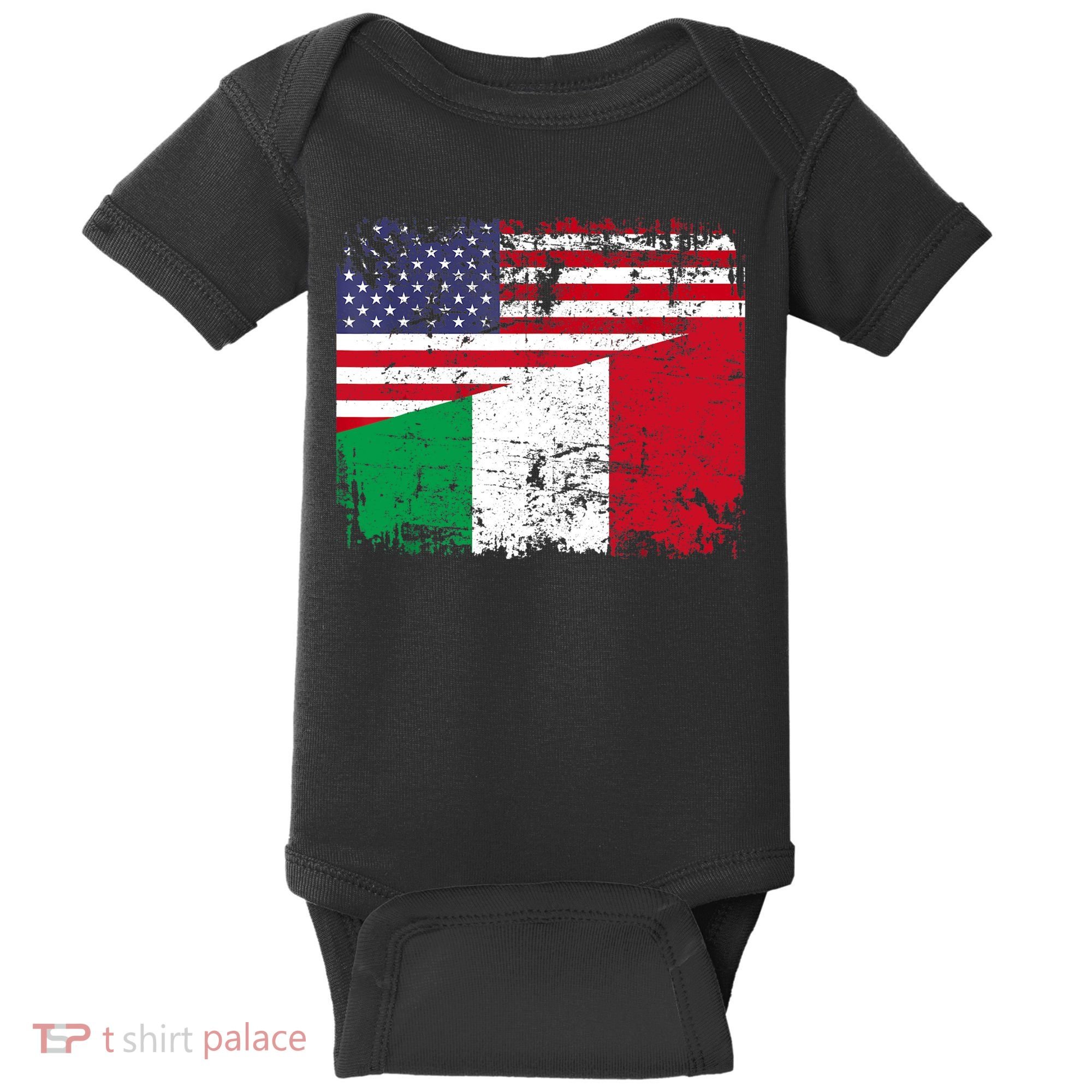 ITALIAN ROOTS | Half American Flag | USA ITALY FLAG TShirt Baby Bodysuit