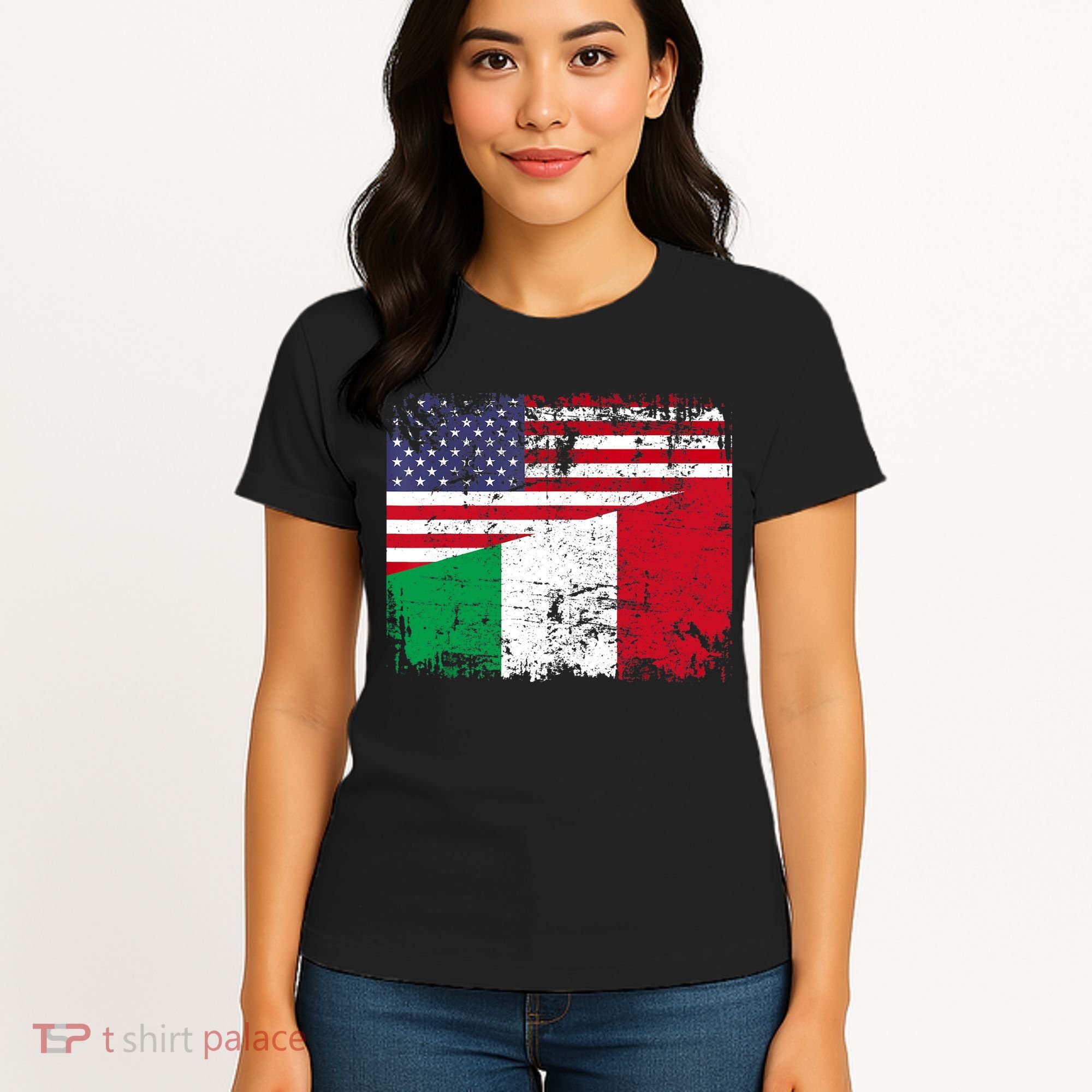 ITALIAN ROOTS | Half American Flag | USA ITALY FLAG TShirt Women's T-Shirt