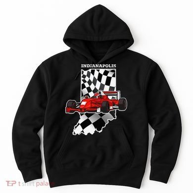 IndyCar Racing Indianapolis Map Checkered Flag Racer Hoodie