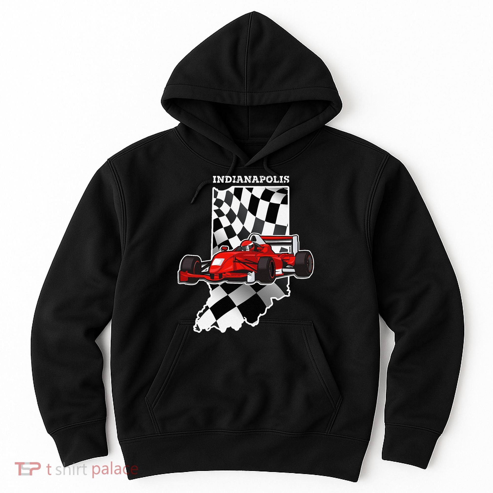 IndyCar Racing Indianapolis Map Checkered Flag Racer Hoodie