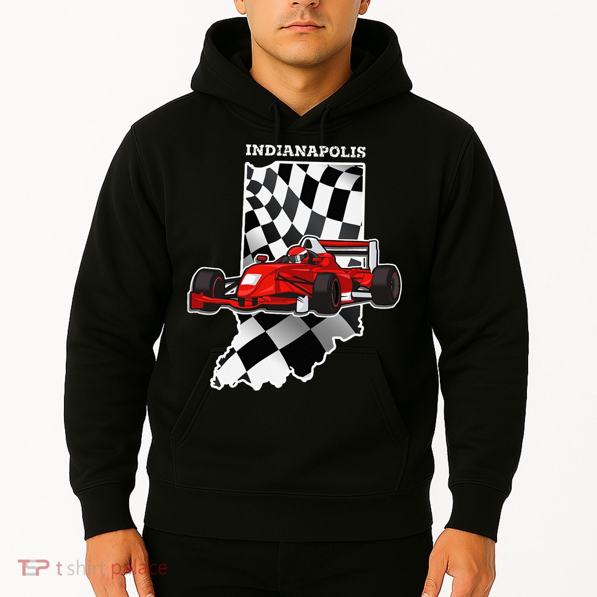 IndyCar Racing Indianapolis Map Checkered Flag Racer Hoodie