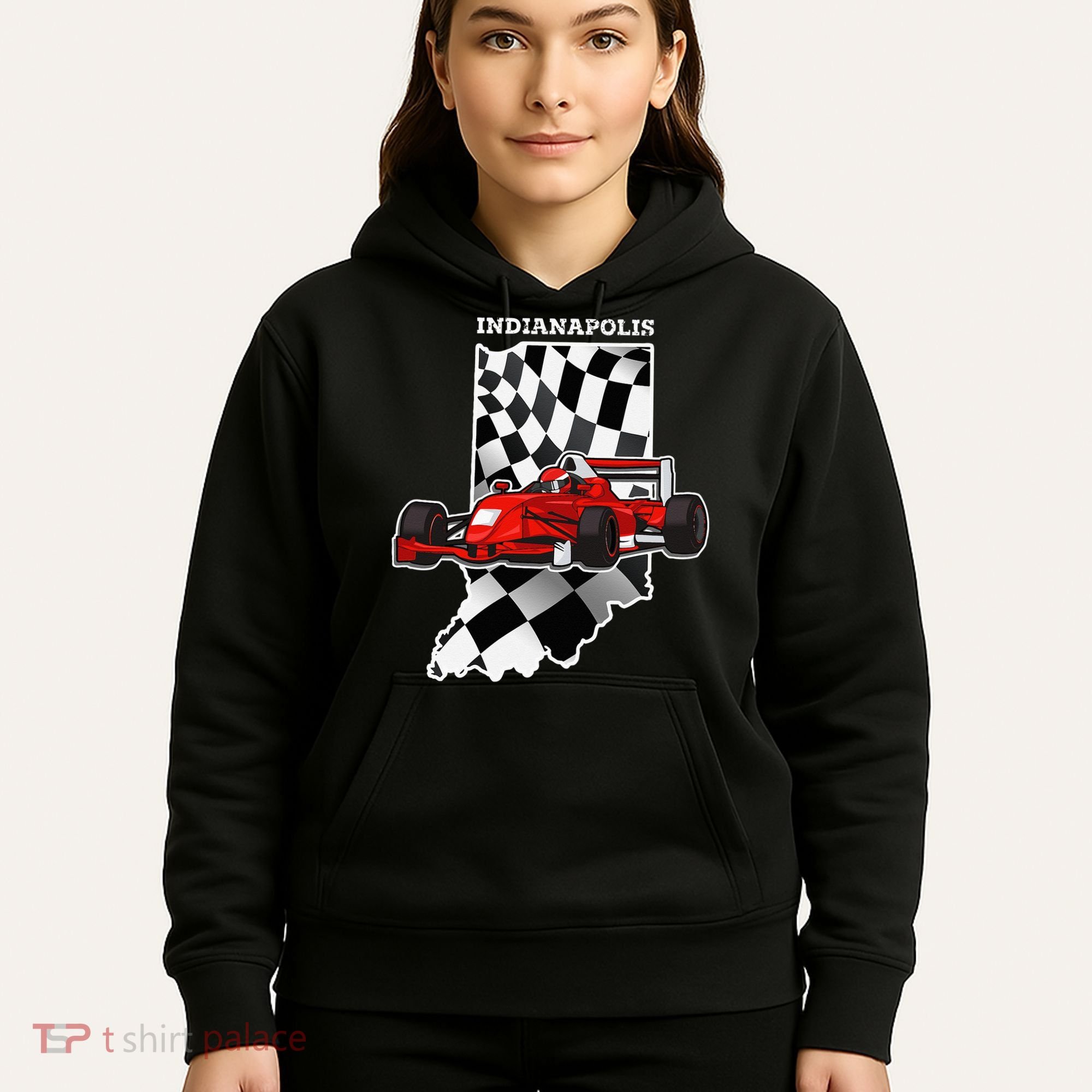 IndyCar Racing Indianapolis Map Checkered Flag Racer Hoodie