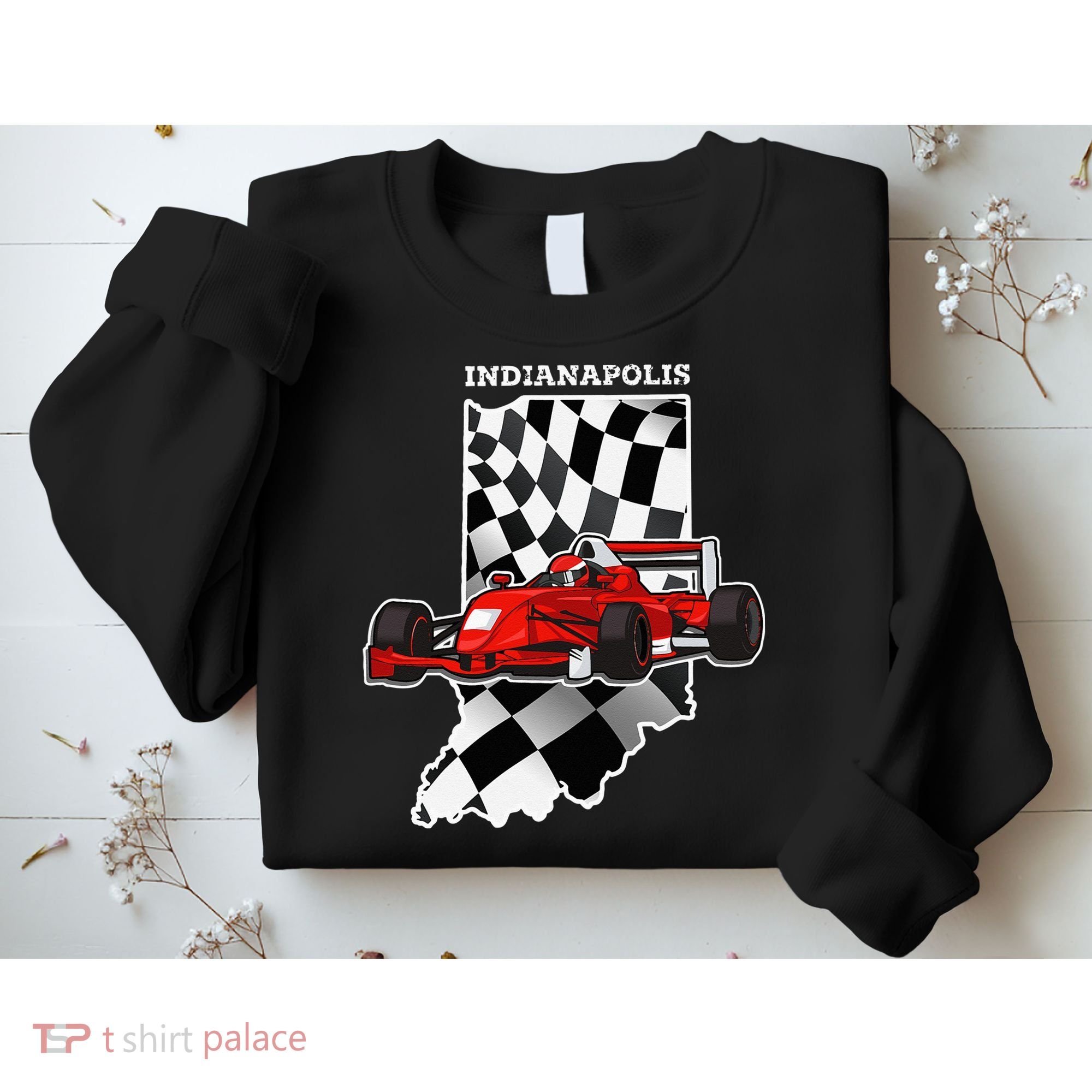 IndyCar Racing Indianapolis Map Checkered Flag Racer Sweatshirt