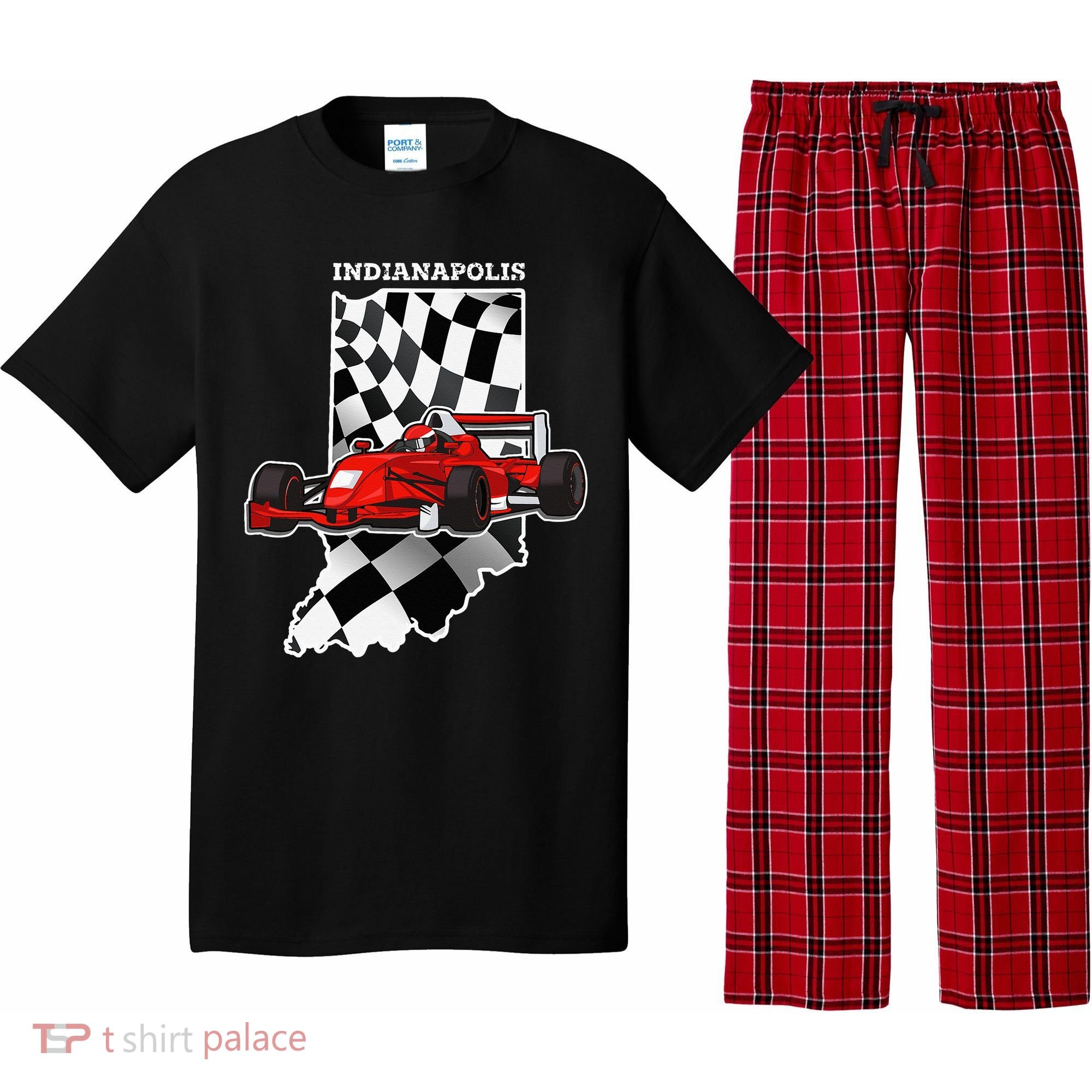 IndyCar Racing Indianapolis Map Checkered Flag Racer Pajama Set