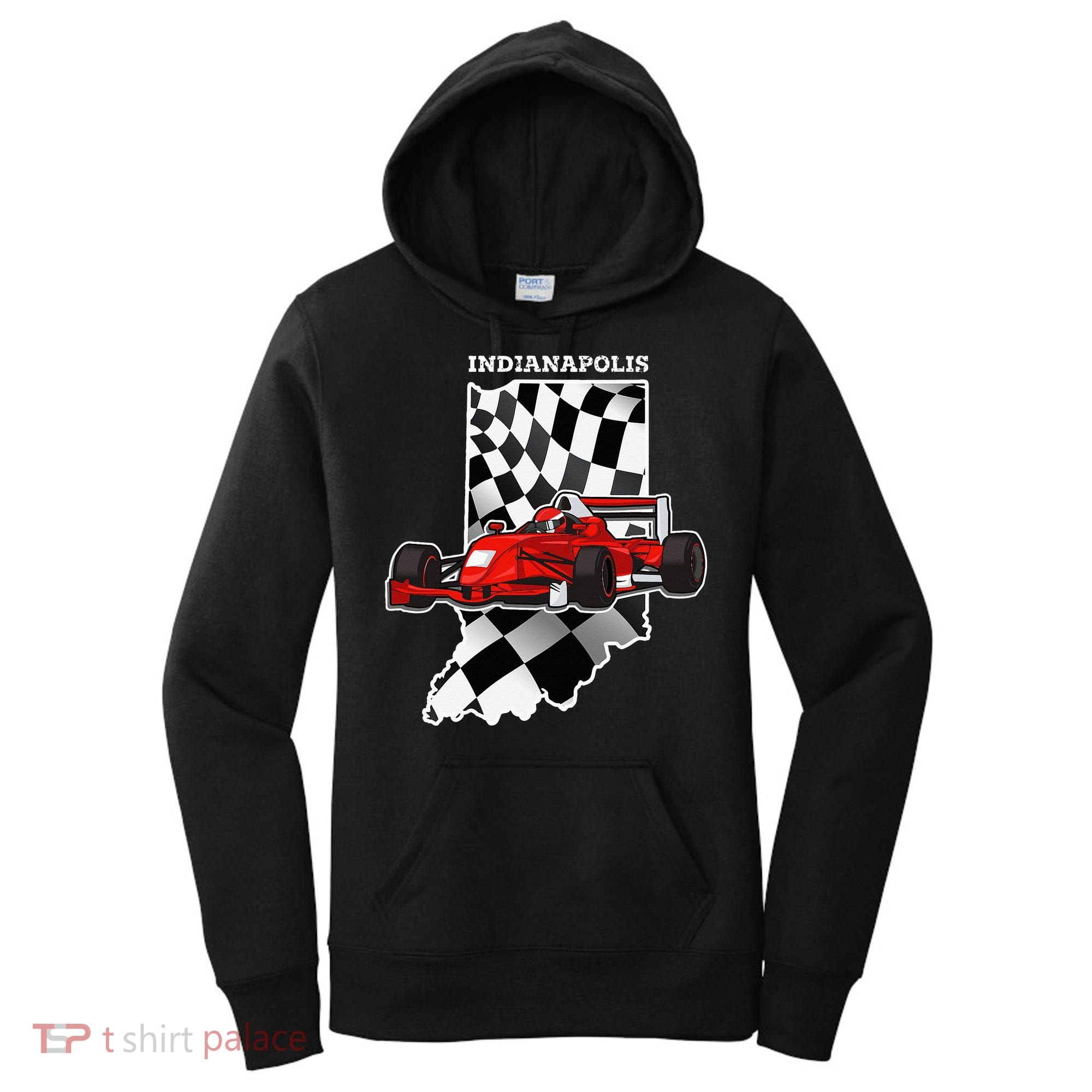 IndyCar Racing Indianapolis Map Checkered Flag Racer Women's Hoodie
