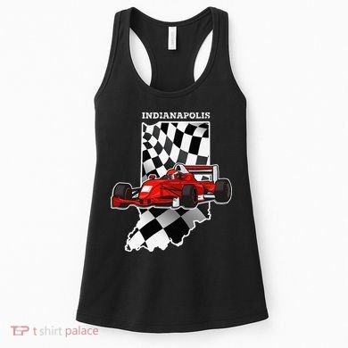 IndyCar Racing Indianapolis Map Checkered Flag Racer Women's Tank Top