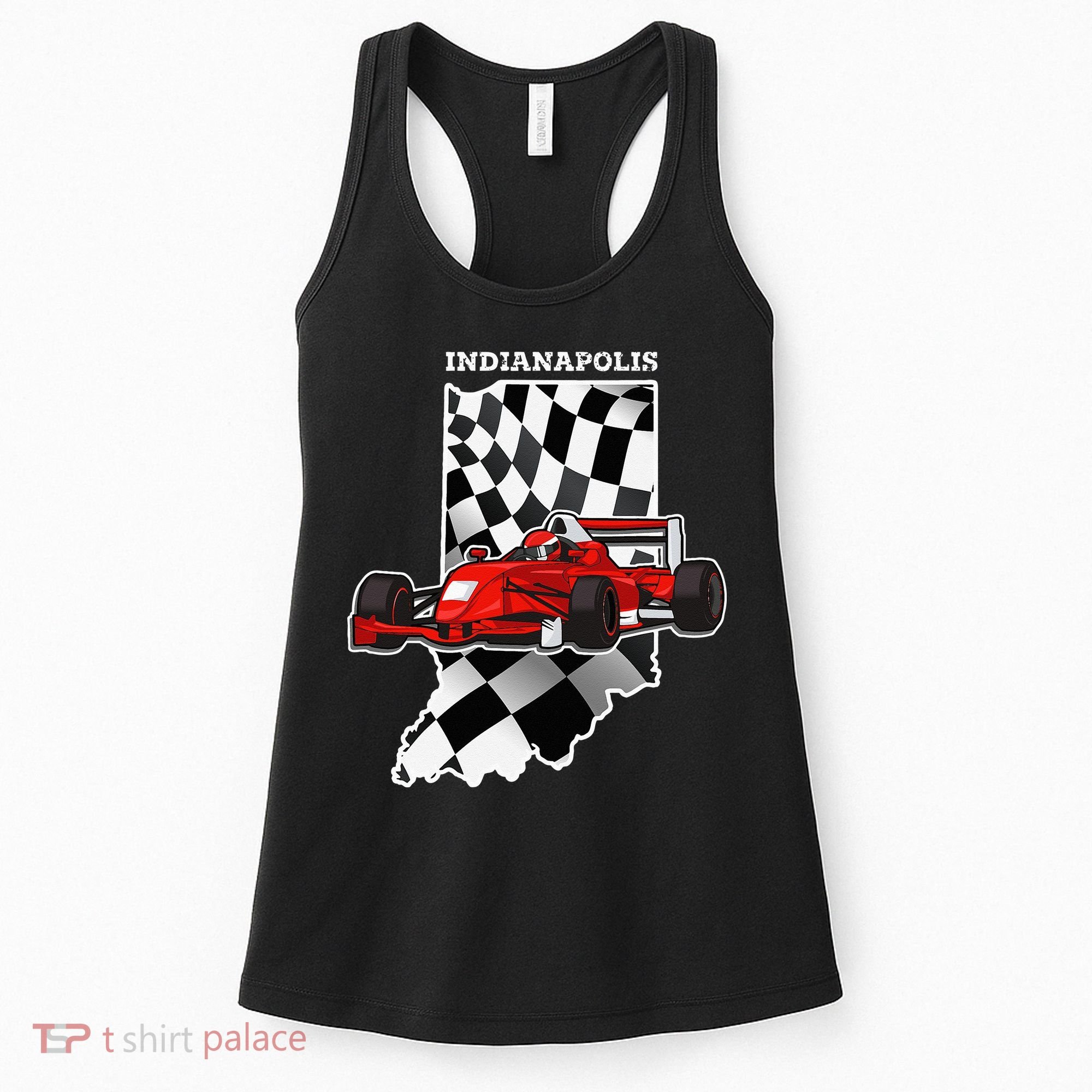 IndyCar Racing Indianapolis Map Checkered Flag Racer Women's Tank Top