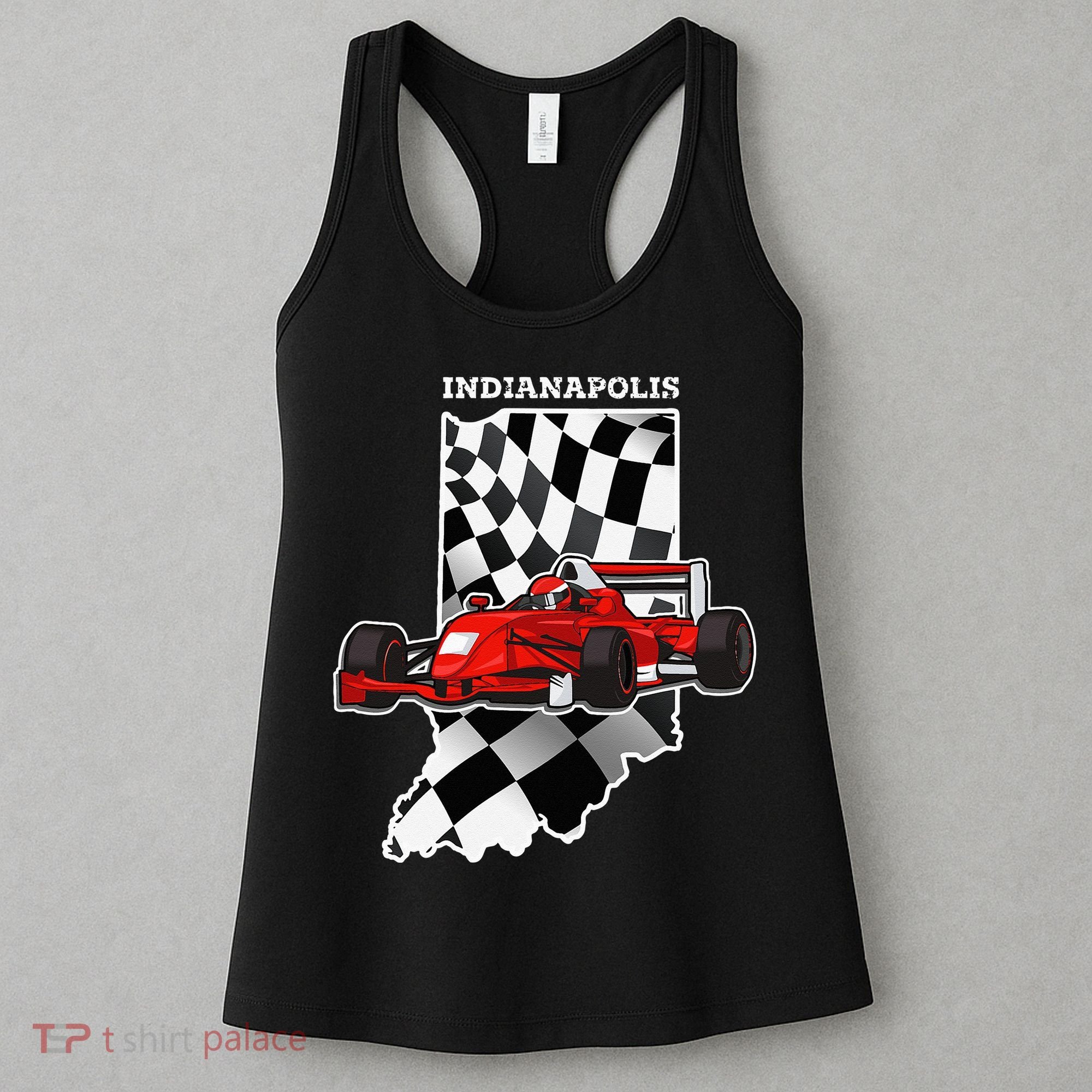 IndyCar Racing Indianapolis Map Checkered Flag Racer Women's Tank Top