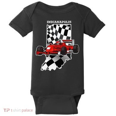 IndyCar Racing Indianapolis Map Checkered Flag Racer Baby Bodysuit