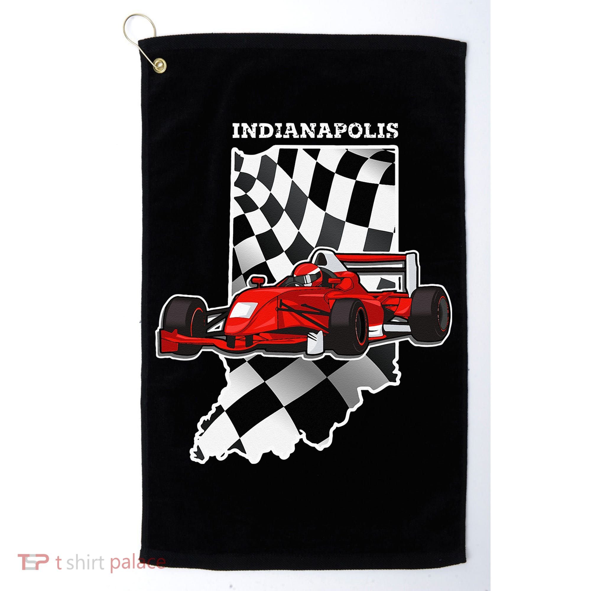 IndyCar Racing Indianapolis Map Checkered Flag Racer Golf Towel