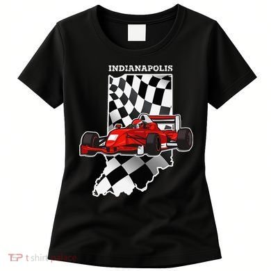 IndyCar Racing Indianapolis Map Checkered Flag Racer Women's T-Shirt